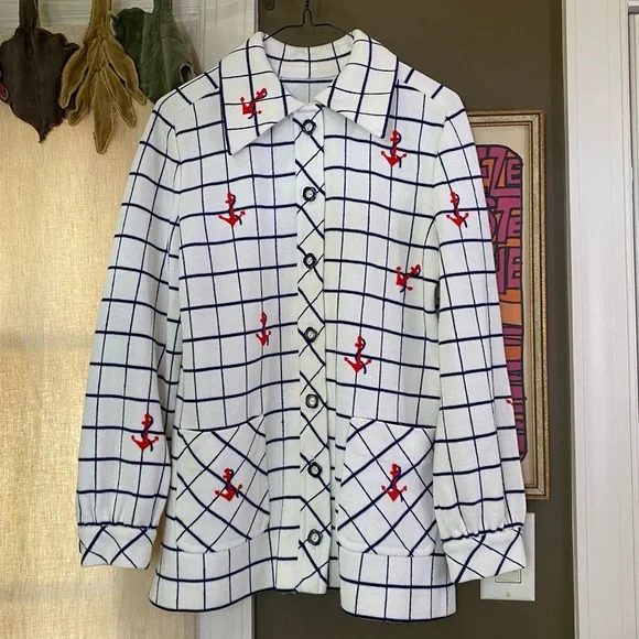Vintage 60s Nautical Embroidered Sweater Jacket - Picture 6 of 11